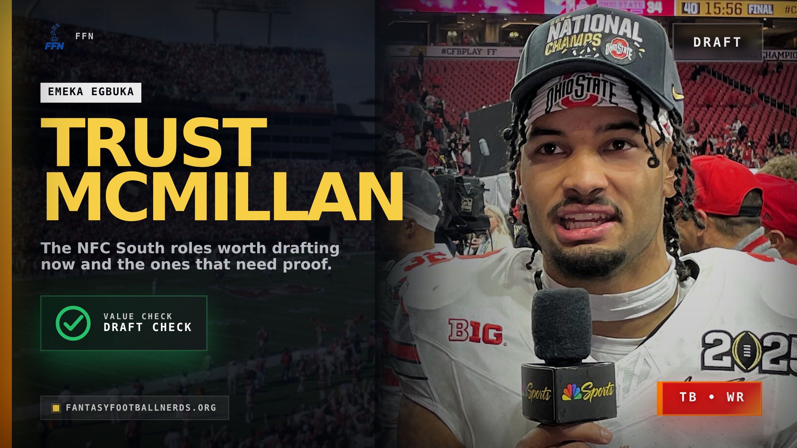 McMillan Leads the NFC South Draft Plan