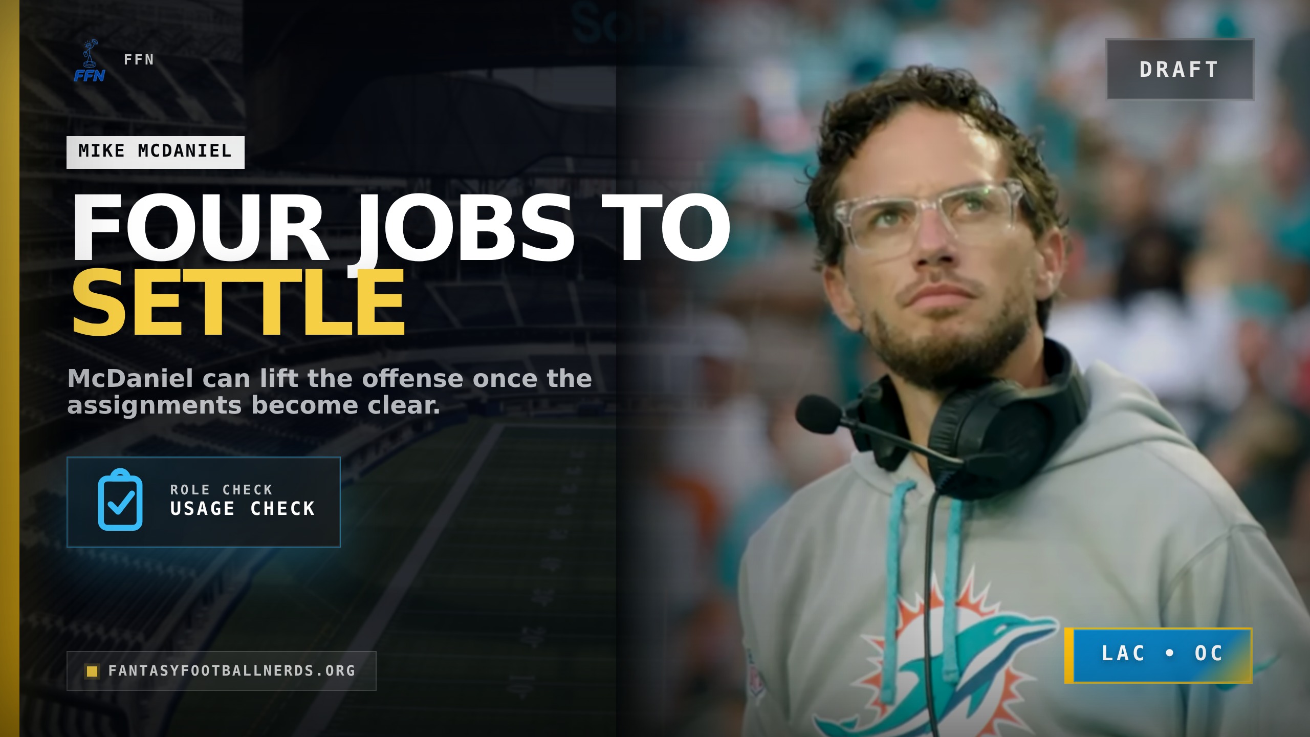 Mike McDaniel Changes Four Chargers Draft Calls